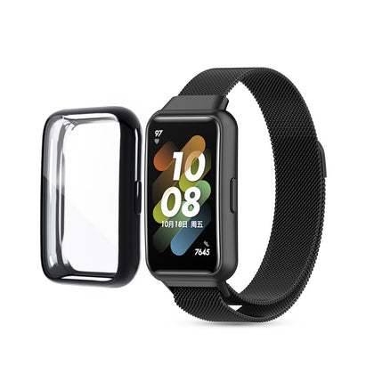 Huawei Watch Band 7 | Milanese Watch Band Strap +TPU Watch Case | Black
