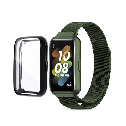 Huawei Watch Band 7 | Milanese Watch Band Strap +TPU Watch Case | Dark Green