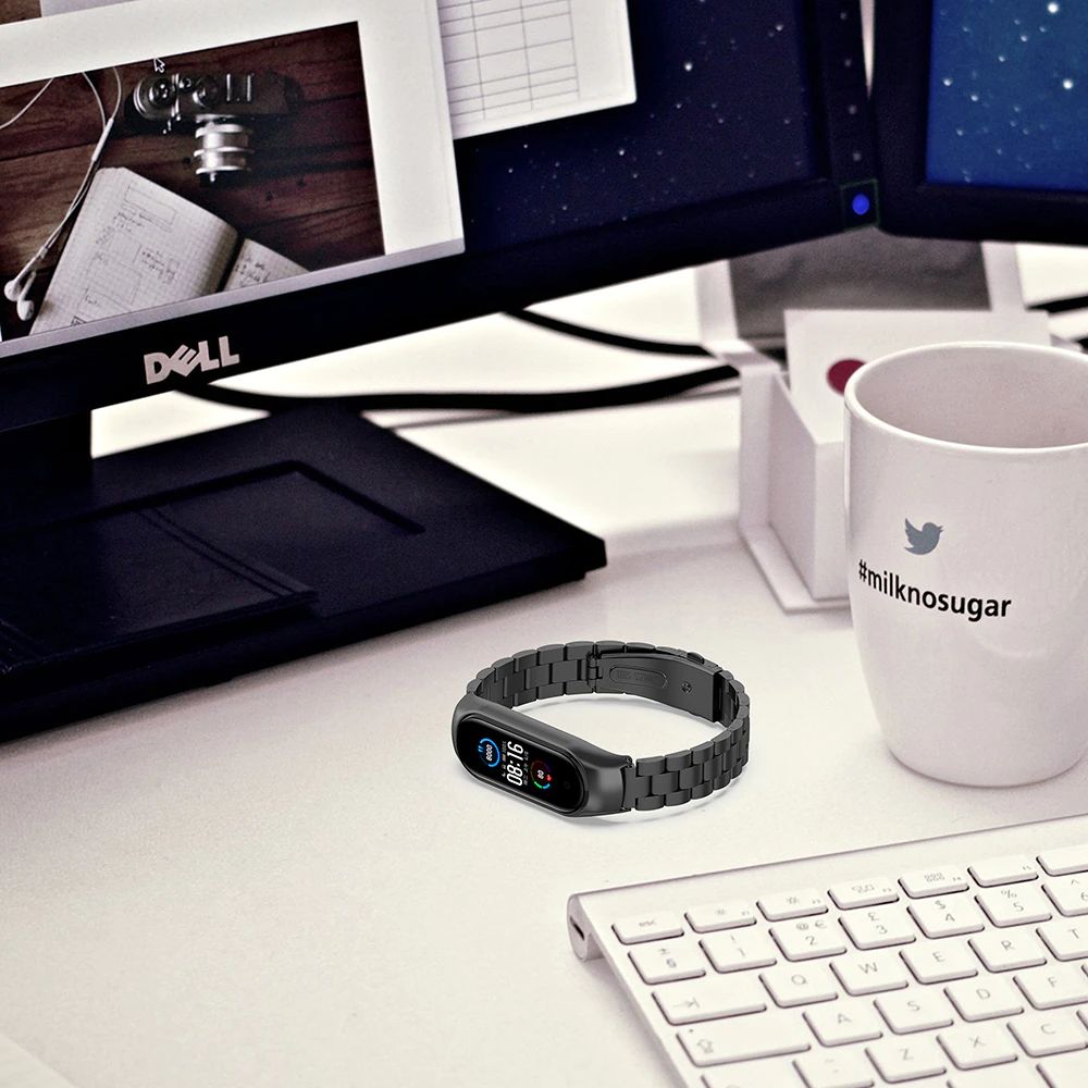 Xiaomi Mi Band 6 / 5 | 3 beads Stainless Steel Metal Watch Band Strap | Silver