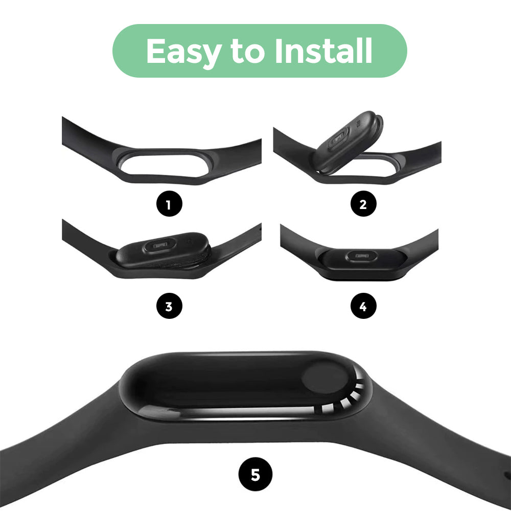 Xiaomi Mi Band 6 / 5 | Silicone Watch Band Strap  [Pack Of 5]  | Black/Grey/Blue/Green/White