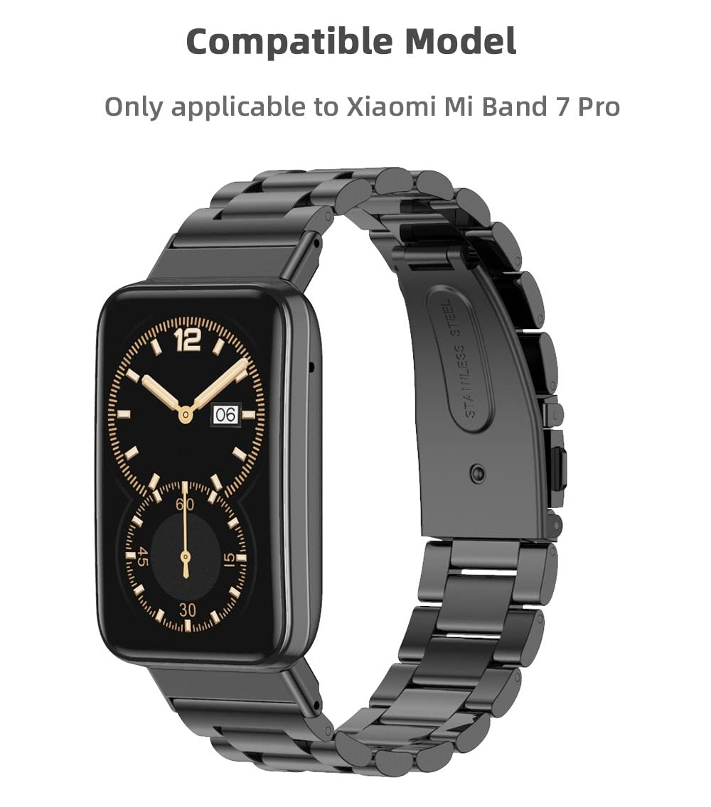Stainless Steel Metal Bracelet Straps for Mi Band 7 Pro- Sliver