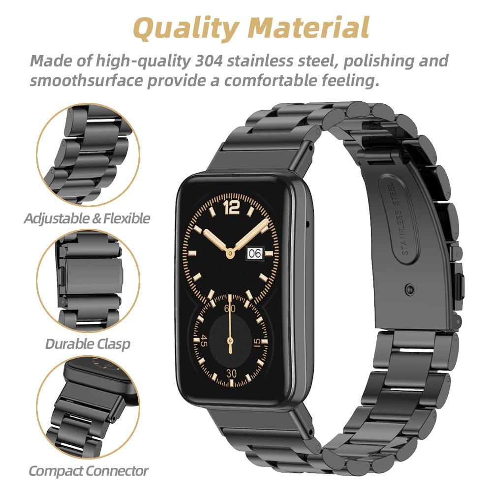 Stainless Steel Metal Bracelet Straps for Mi Band 7 Pro-Black
