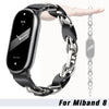 Xiaomi Mi Band 8 Stainless Steel Leather Ring Chain Belt | Silver