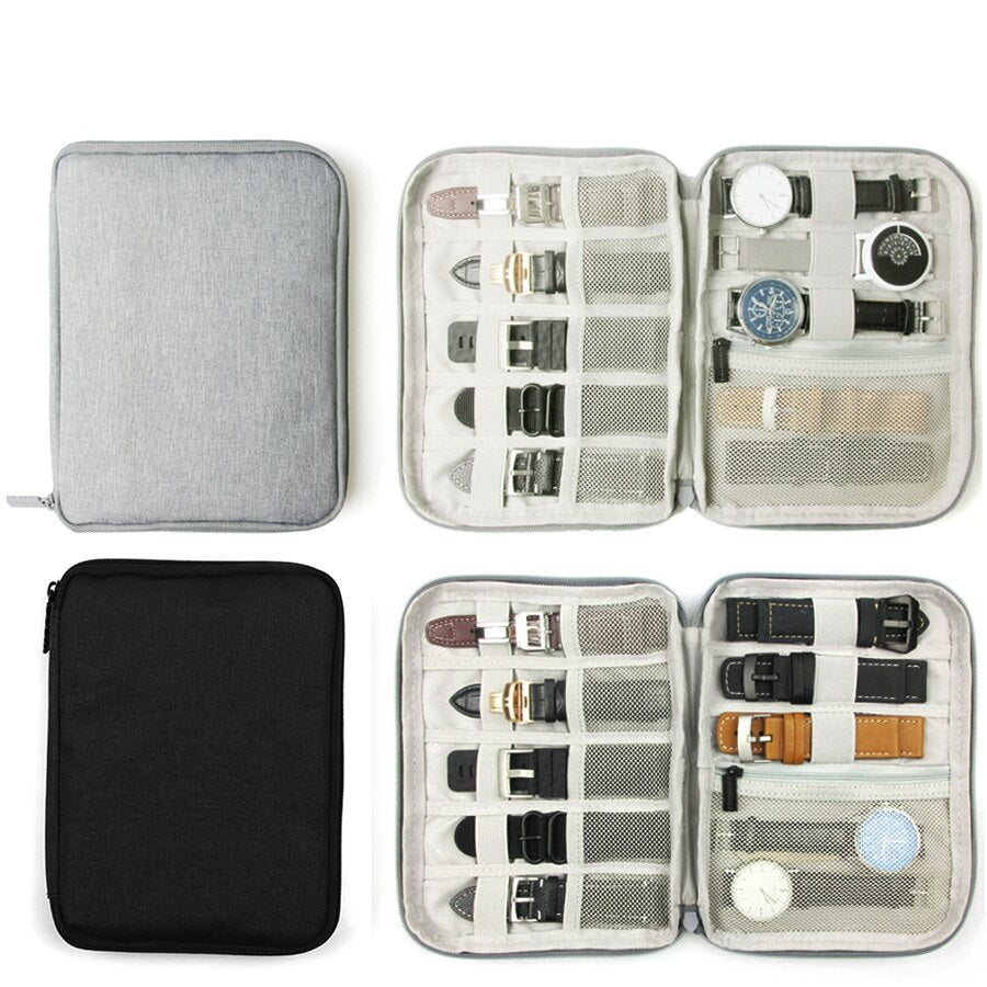 Nylon Waterproof Wristband Storage Bag | Portable Watch Bands Organizer |Small Size Black