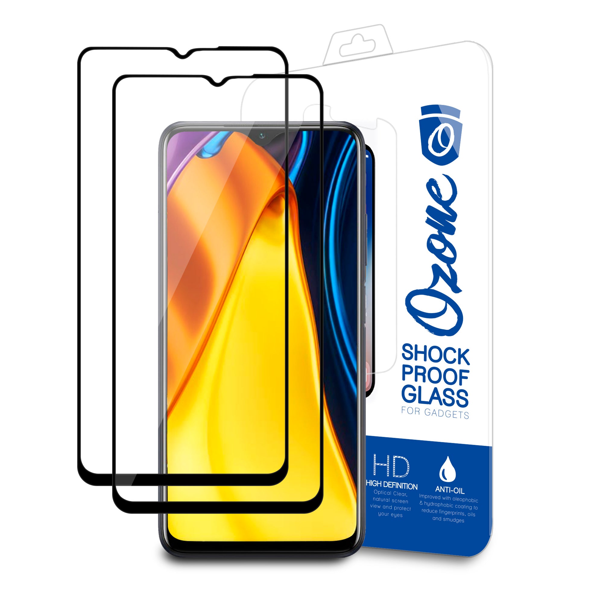 Xiaomi Poco M3 Screen Protector | Tempered Glass Protector | Black |Pack of 2